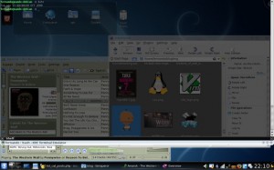 KDE4.1 corriendo Yakuake Amarok Gwenview