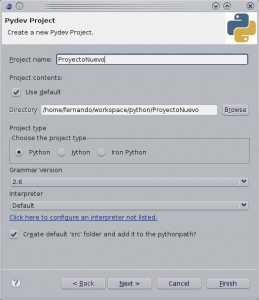 Eclipse PyDev: Nuevo Proyecto