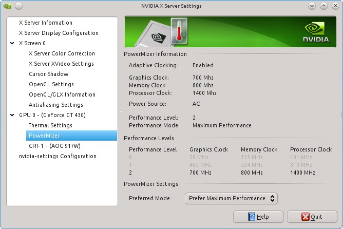nvidia power mizer manager software