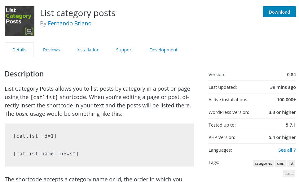 Wordpress List Category Posts