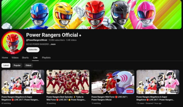Machine Ruby Power Rangers Script Ruby para elegir una transmisión en vivo del canal oficial de ...