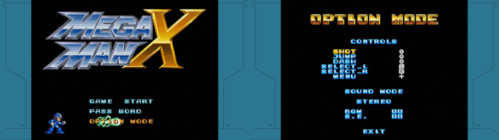 Mega Man X - Legacy Collection - menú de opciones
